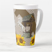 ひまわりストライプラテマグホワイトホース カフェラテマグ (右アングル)