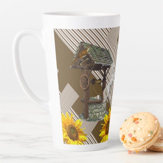 ひまわりストライプラテマグホワイトホース カフェラテマグ (インサイチュ)