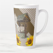 ひまわりストライプラテマグホワイトホース カフェラテマグ (右)