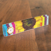 ひまわりストライプ机用ネームプレート デスクネームプレート (側面)