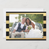 ひまわりストライプ金ゴールド結婚写真サンキューカード サンキューカード (裏面)