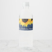 ひまわりストリングライツブルーバースデーパーティー ペットボトルラベル (正面)