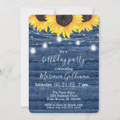 ひまわりストリングライツブルーバースデーパーティー 招待状 (正面)