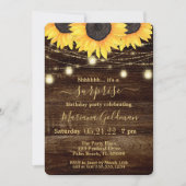 ひまわりストリングライトサプライズ誕生日パーティー 招待状 (正面)