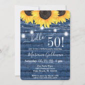 ひまわりストリングライトブルー50th誕生日パーティー 招待状 (正面)