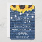 ひまわりストリングライトブルー95th誕生日パーティー 招待状 (正面)