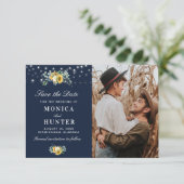 ひまわりストリングライト日付のフォトカードを保存 セーブザデート (スタンド正面)