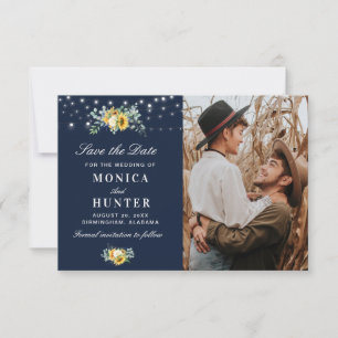 ひまわりストリングライト日付のフォトカードを保存 セーブザデート