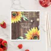 ひまわりストリングライト素朴ハッピーバースデー スタンダードランチョンナプキン (インサイチュ)