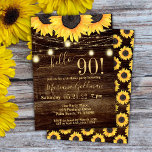 ひまわりストリングライト90th誕生日パーティー 招待状<br><div class="desc">サンフラワー90thバースデーパーティー'hello 90!'あなたの誕生日パーティーの情報のすべてで可能なメイスンジャーの光と美しいプリントとカスタマイズ。メイスンジャーの光と美しいプリントとカスタマイズ、あなたの誕生日パーティーの情報すべてで可能なと。</div>