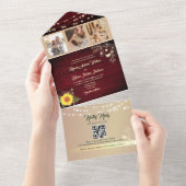 ひまわりストリングライト ウェディングQRコード オールインワン招待状 (貼ってはがせる)