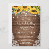 ひまわりストリングライトI do BBQ婚約パーティ 招待状 (正面)