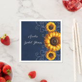 ひまわりスパークルブルー素朴グラムブライダルシャワー スタンダードカクテルナプキン (インサイチュ)