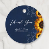 ひまわりスパークルブルー ラスティック グラム ブライダルシャワー フェイバータグ (裏面)