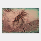 ひまわりセピアグリーン古いヴィンテージアンティークテクスチャ ラッピングペーパーシート (正面)