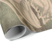 ひまわりセピアトーンブラウンアートテクスチャーのデコップ ラッピングペーパー (ロールコーナー)