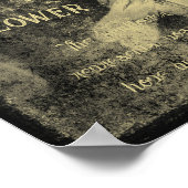 ひまわりセピアヴィンテージアンティークエフェメラテクスチャ ポスター (角)