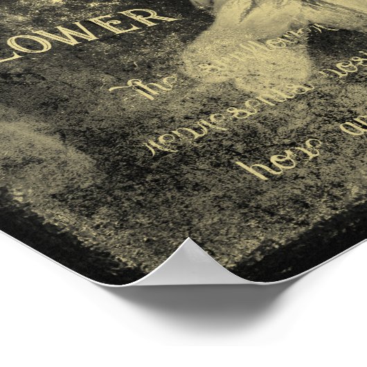 ひまわりセピアヴィンテージアンティークエフェメラテクスチャ ポスター (角)