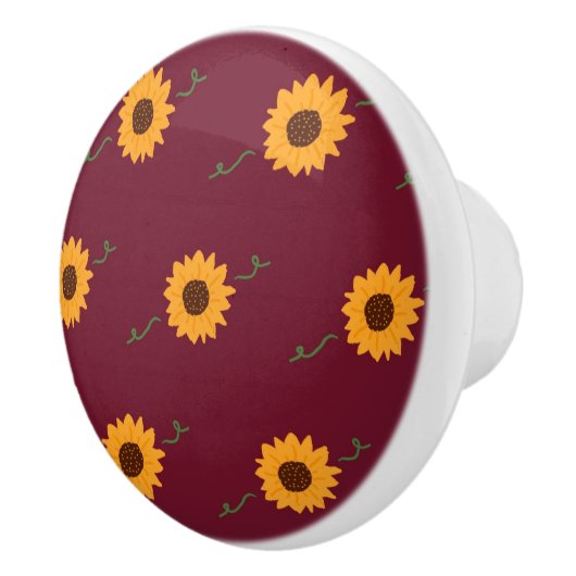 ひまわりセラミックノブ(バーンドレッド&金ゴールド) セラミックノブ (右)