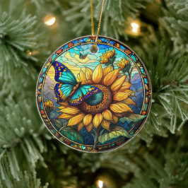 ひまわりセラミック装飾ステンドグラスの外観 セラミックオーナメント