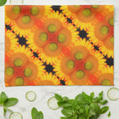 ひまわりセンターアップクローズド抽象芸術フローラアート キッチンタオル (折り畳み)