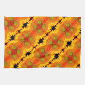 ひまわりセンターアップクローズド抽象芸術フローラアート キッチンタオル (横)