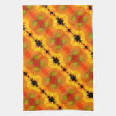 ひまわりセンターアップクローズド抽象芸術フローラアート キッチンタオル (縦)