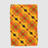 ひまわりセンターアップクローズド抽象芸術フローラアート ゴルフタオル (正面)