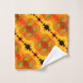 ひまわりセンターアップクローズド抽象芸術フローラアート バスタオルセット (ウォッシュタオル)