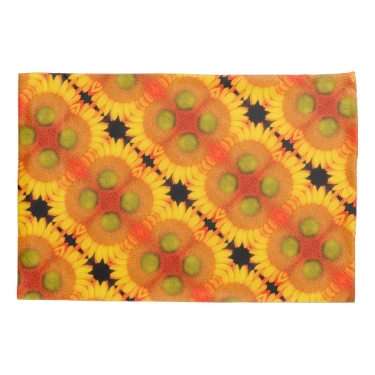 ひまわりセンターアップクローズド抽象芸術フローラアート 枕カバー (裏面)