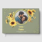 ひまわりセージ緑エレガントの写真金ゴールド ゲストブック (正面)