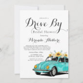 ひまわりターコイズカードライブバイブライダルシャワー 招待状 (正面)