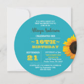 ひまわりターコイズラウンドスウィート16招待状 招待状 (正面)