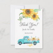 ひまわりターコイズヴィンテージトラックサンキュー サンキューカード (正面)