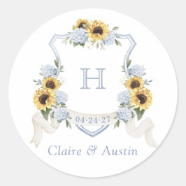 ひまわりダスティブルーアジサイの紋章 ラウンドシール