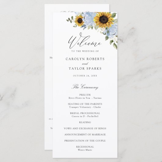 ひまわりダスティブルーエレガントフローラ結婚スクリプト プログラム (正面/裏面)