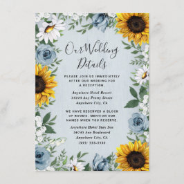 ひまわりダスティブルーカントリー素朴バラ結婚ズ エンクロージャーカード