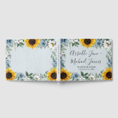 ひまわりダスティブルーカントリー素朴バラ結婚ズ ゲストブック (全面)