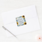 ひまわりダスティブルーカントリー素朴バラ結婚ズ スクエアシール (封筒)