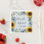 ひまわりダスティブルーカントリー素朴バラ結婚ズ スタンダードカクテルナプキン (インサイチュ)