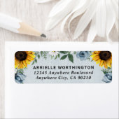 ひまわりダスティブルーカントリー素朴バラ結婚ズ ラベル (インサイチュ)