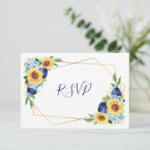 ひまわりダスティブルージオメトリックネイビー結婚ズ 出欠カード (スタンド正面)