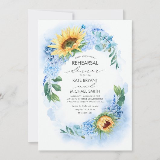 ひまわりダスティブルーフローラリハーサルディナー 招待状 (正面)