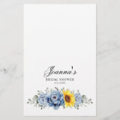 ひまわりダスティブルー石板ブライダルシャワーゲーム (裏面)