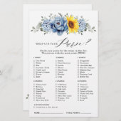 ひまわりダスティブルー石板ブライダルシャワーゲーム (正面/裏面)