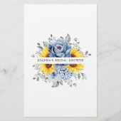 ひまわりダスティブルー石板ブライダルシャワーゲーム (裏面)