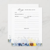 ひまわりダスティブルー石板ブライダルシャワーレシピ (正面/裏面)