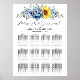 ひまわりダスティブルー石板牡丹シーティングチャート ポスター