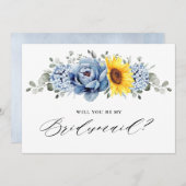 ひまわりダスティブルー私の花嫁のメイドになるかな 招待状 (正面/裏面)