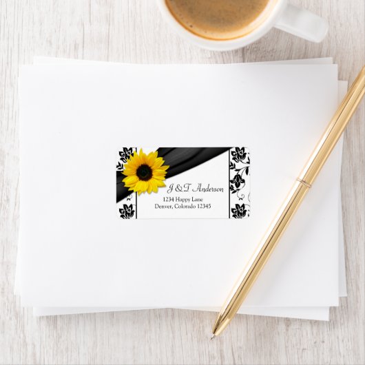 ひまわりダマスクウェディング差出人住所ラベル ラベル (インサイチュ)